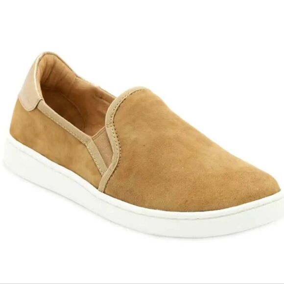 UGG Cas Slip-On Suede Leather Loafers Tan Gold Metallic 8 - Picture 1 of 12
